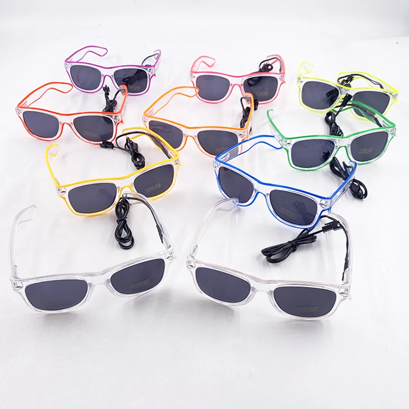 Light Up Led Glasses Neon Party Luminous Glasses EL Wire Glowing Sunglasses Novelty Gift for Adult Glow Bright Light Supplies