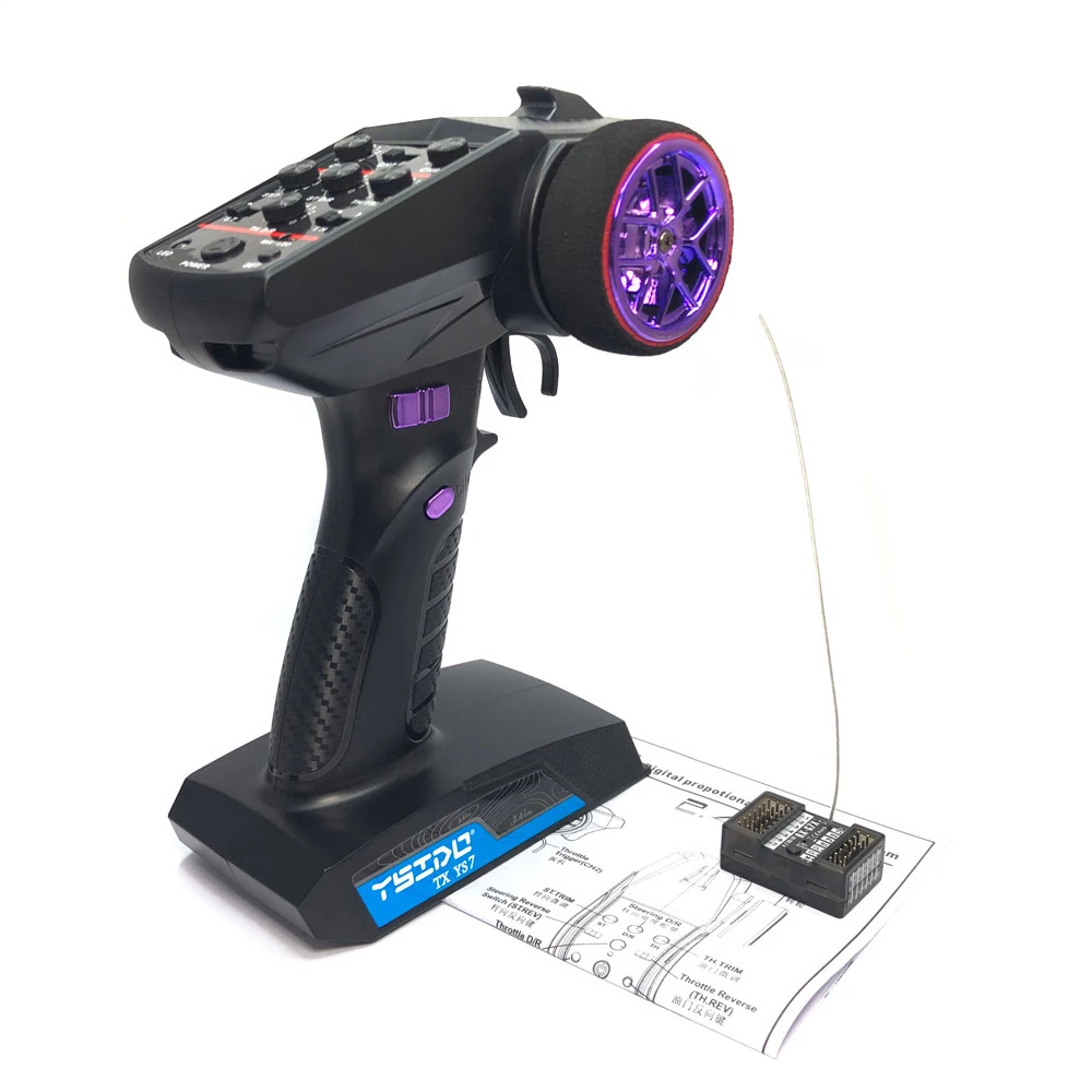 YSIDO 2.4G YS7 7CH Remote Control Digital Radio Transmitter with Receiver for 1/10 1/8 Crawler Controller RC Boat Car