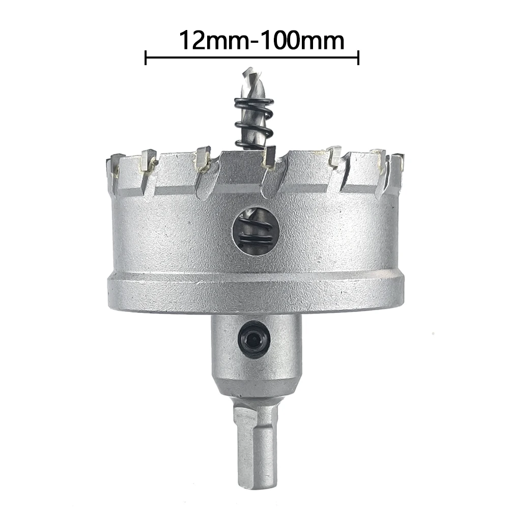 1Pc 12-100mm TCT Hole Saw Tungsten Carbide Tip Core Drill Bit Cutter Tools Drilling crown for Metal Stainless Steel Alloy