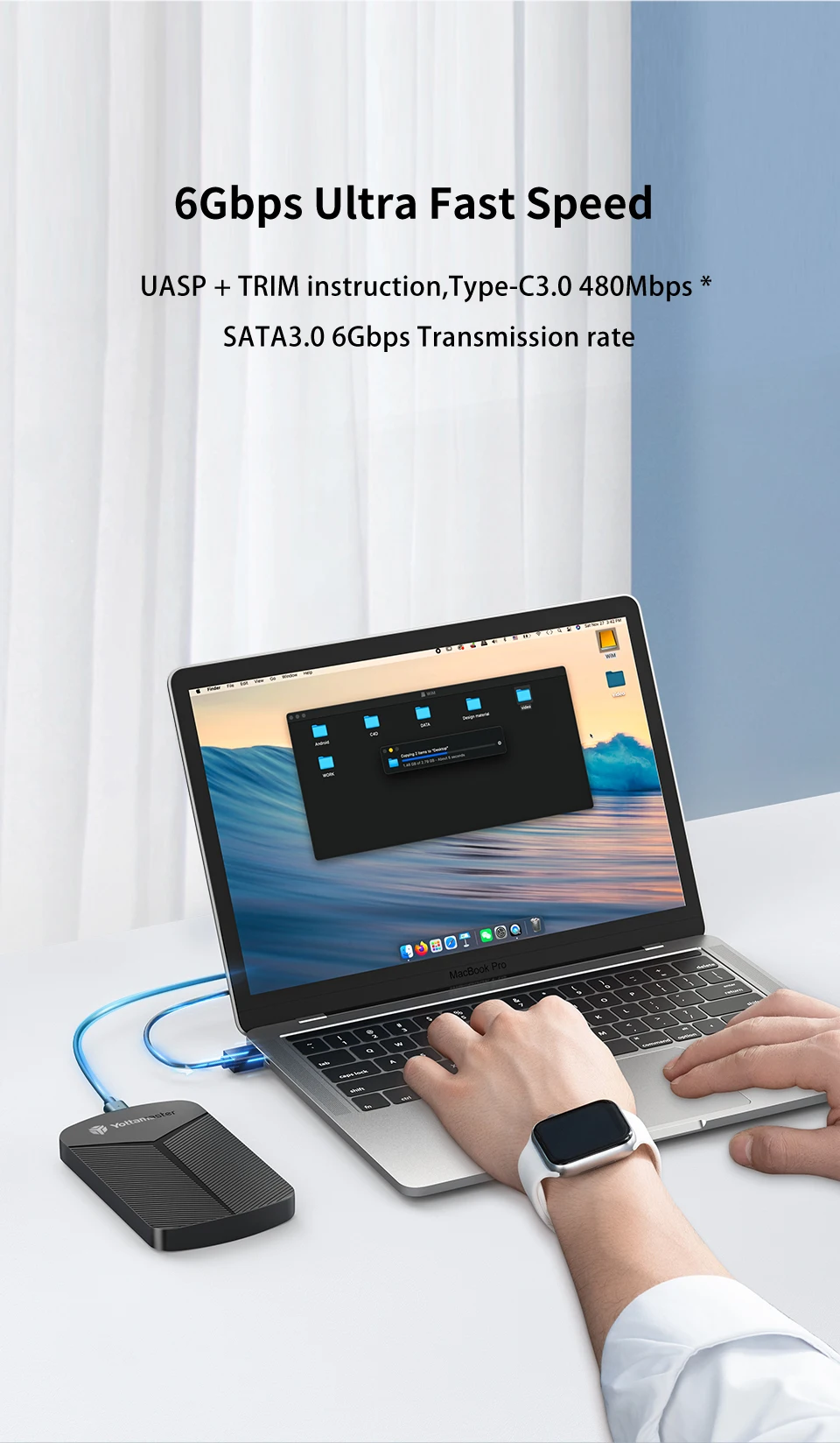 Yottamaster 2.5inch HDD Enclosure SATA to USB 3.0 Adapter Hard Disk Case 6Gbps UASP Hard Drive Enclosure for Windows Mac Linux