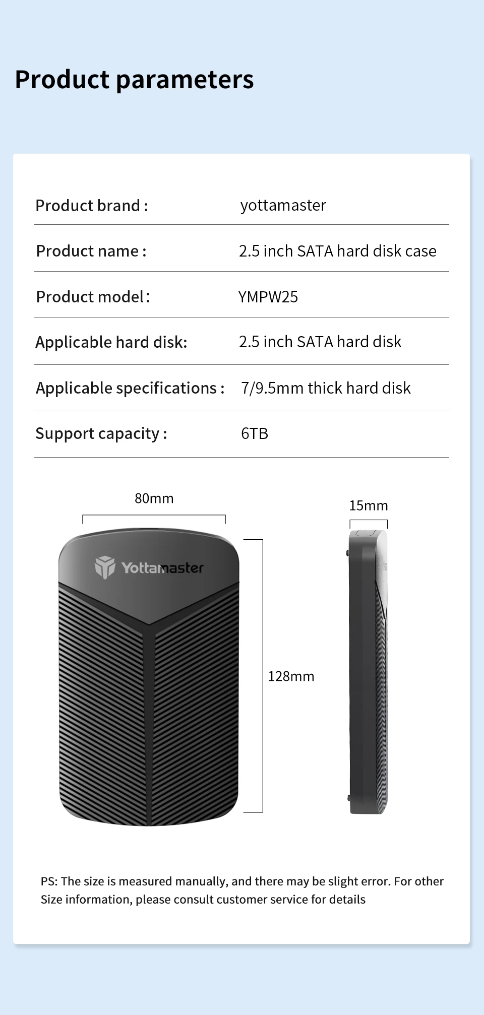 Yottamaster 2.5inch HDD Enclosure SATA to USB 3.0 Adapter Hard Disk Case 6Gbps UASP Hard Drive Enclosure for Windows Mac Linux