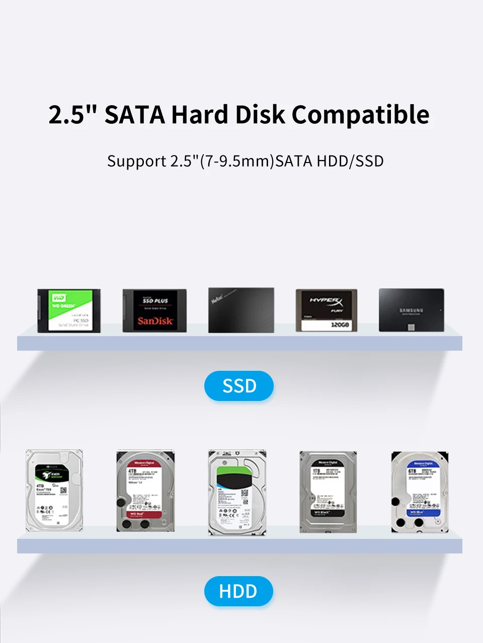 Yottamaster 2.5inch HDD Enclosure SATA to USB 3.0 Adapter Hard Disk Case 6Gbps UASP Hard Drive Enclosure for Windows Mac Linux
