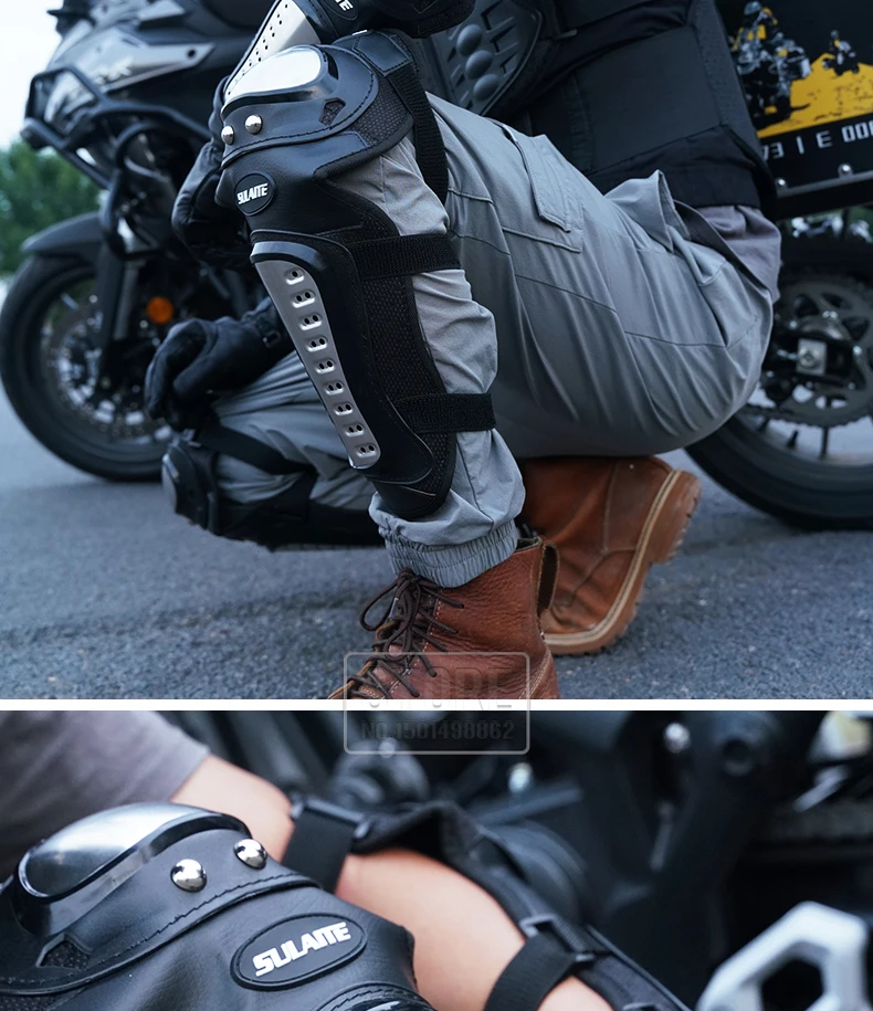 Motorcycle Kneepad Stainless Steel Moto Elbow Knee Pads Motocross Racing Protective Gear Protector Guards Kit