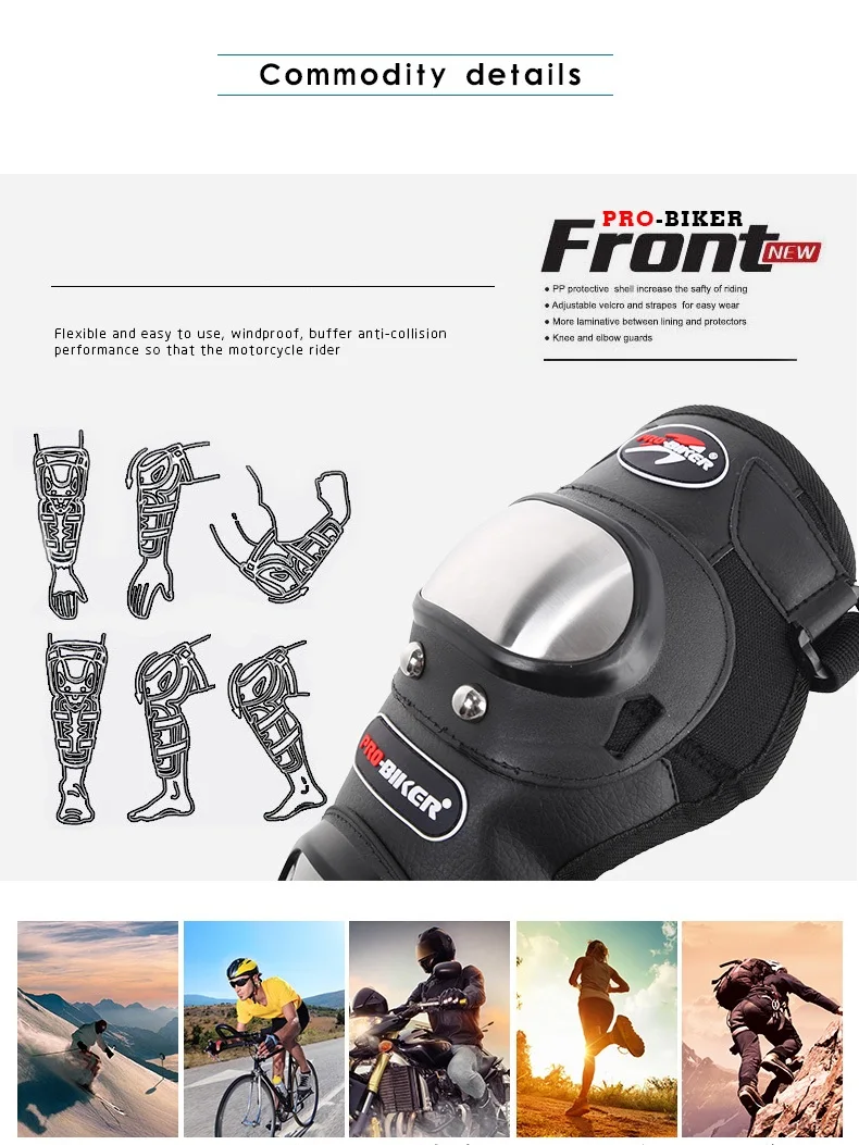 Motorcycle Kneepad Stainless Steel Moto Elbow Knee Pads Motocross Racing Protective Gear Protector Guards Kit