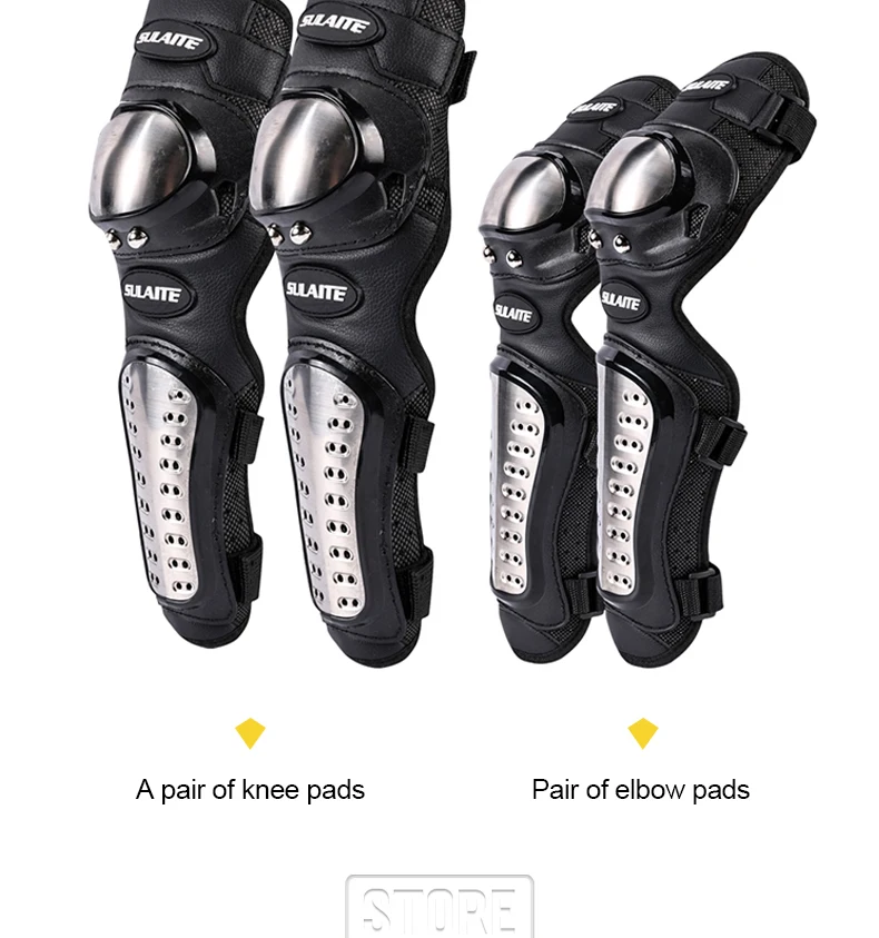 Motorcycle Kneepad Stainless Steel Moto Elbow Knee Pads Motocross Racing Protective Gear Protector Guards Kit