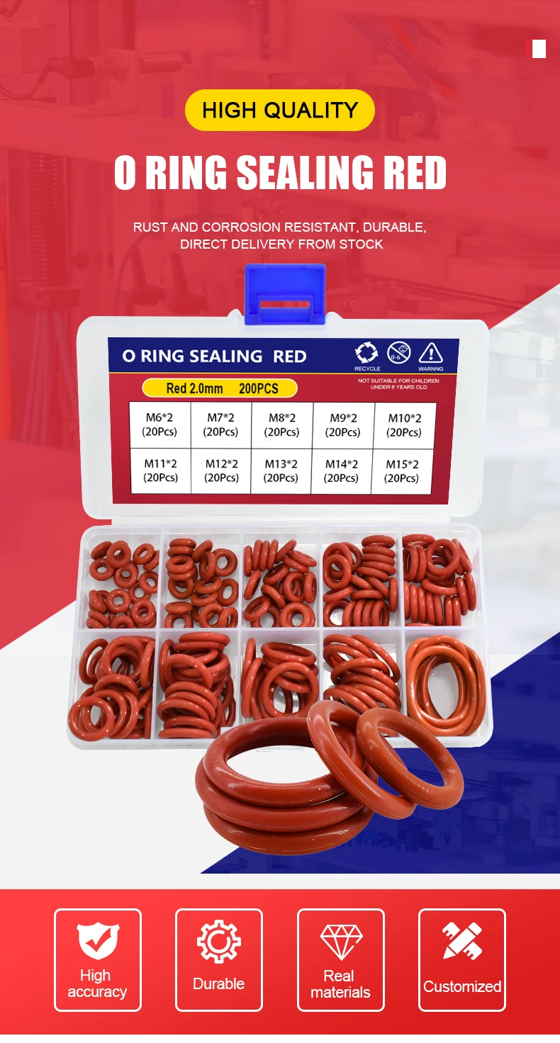 CS 1/1.5/2.0/2.4/3.1 Silicone O Ring Sealing Washer Red VMQ O-ring Plumbing Gaskets Oil Resistant High Temperature Oring Kit