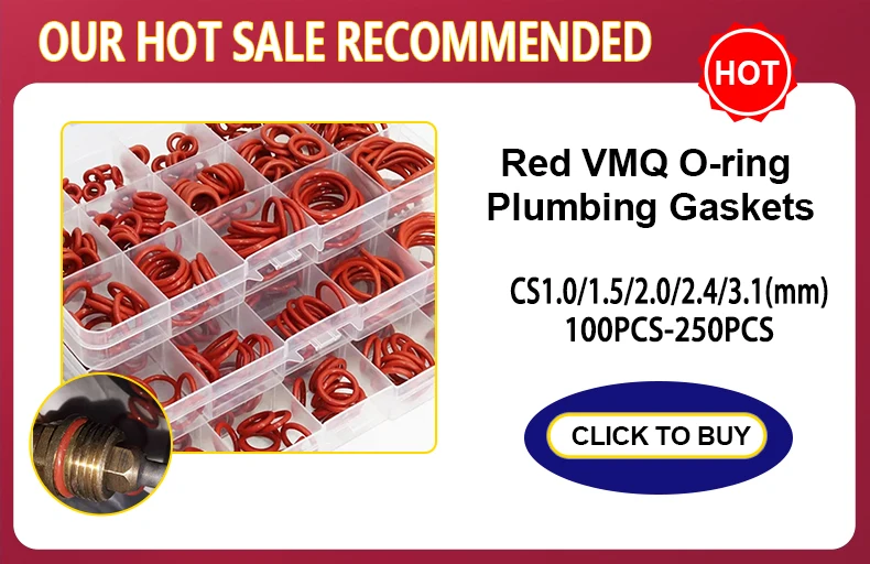 CS 1/1.5/2.0/2.4/3.1 Silicone O Ring Sealing Washer Red VMQ O-ring Plumbing Gaskets Oil Resistant High Temperature Oring Kit