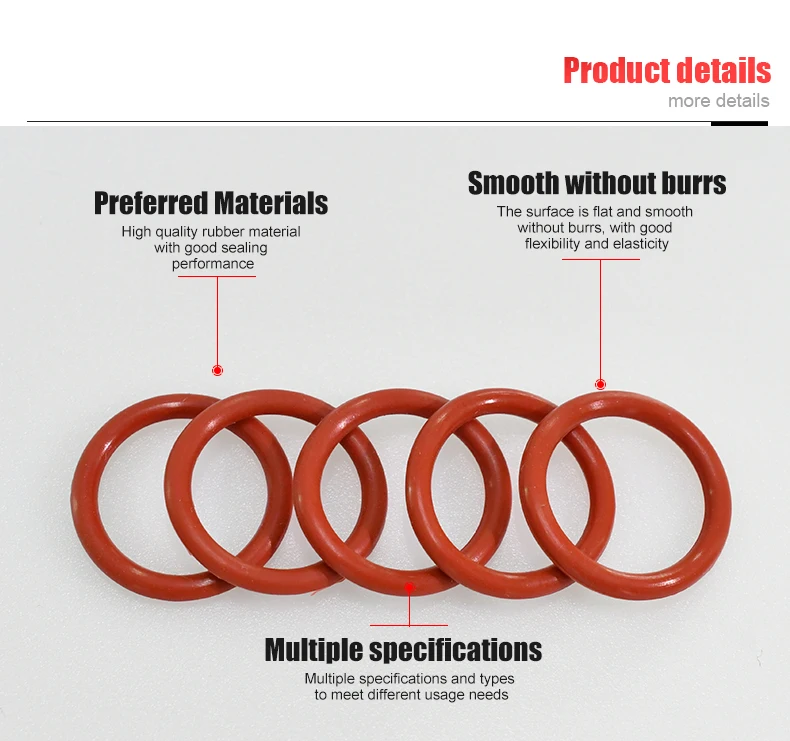 CS 1/1.5/2.0/2.4/3.1 Silicone O Ring Sealing Washer Red VMQ O-ring Plumbing Gaskets Oil Resistant High Temperature Oring Kit