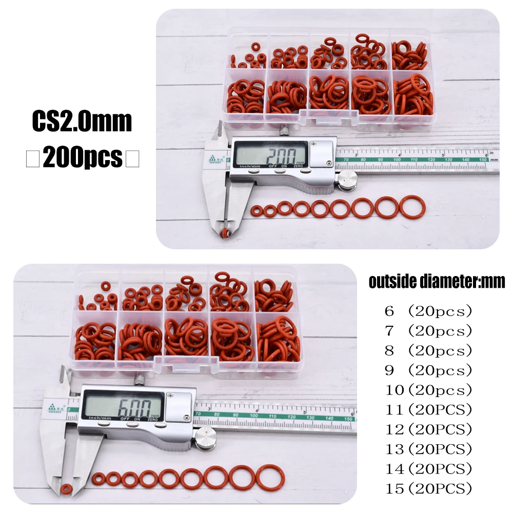 CS 1/1.5/2.0/2.4/3.1 Silicone O Ring Sealing Washer Red VMQ O-ring Plumbing Gaskets Oil Resistant High Temperature Oring Kit