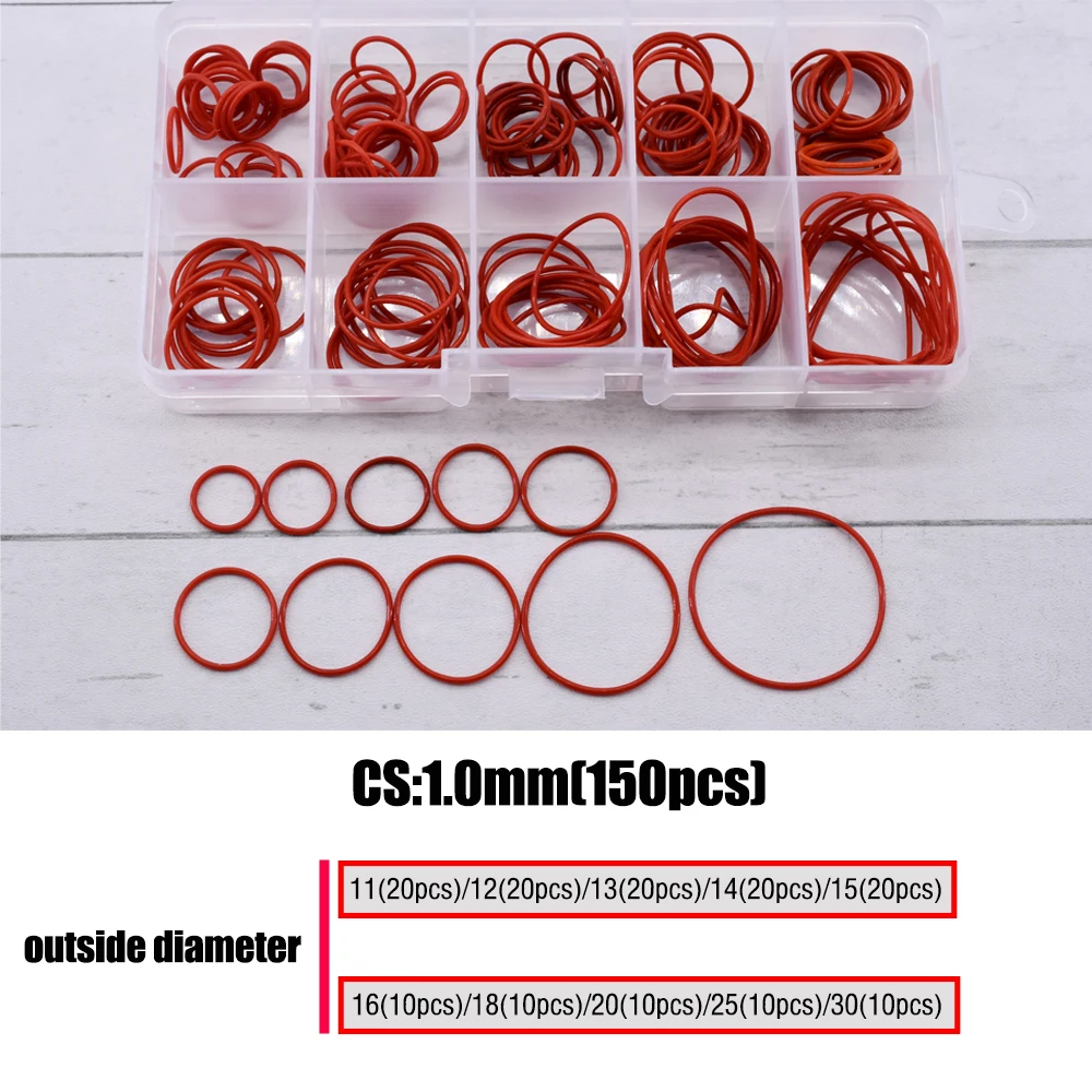 CS 1/1.5/2.0/2.4/3.1 Silicone O Ring Sealing Washer Red VMQ O-ring Plumbing Gaskets Oil Resistant High Temperature Oring Kit