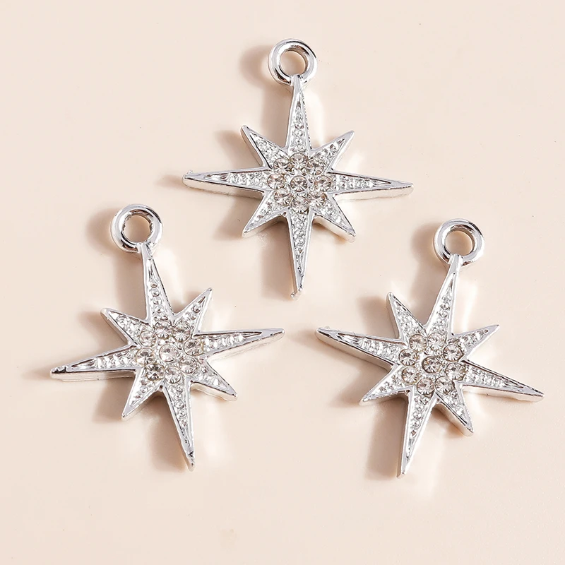 10pcs 27*20mm Shining Crystal Star Charms for Earrings Bracelet Making Accessories Pendants Necklace Keychain Diy Jewelry Making