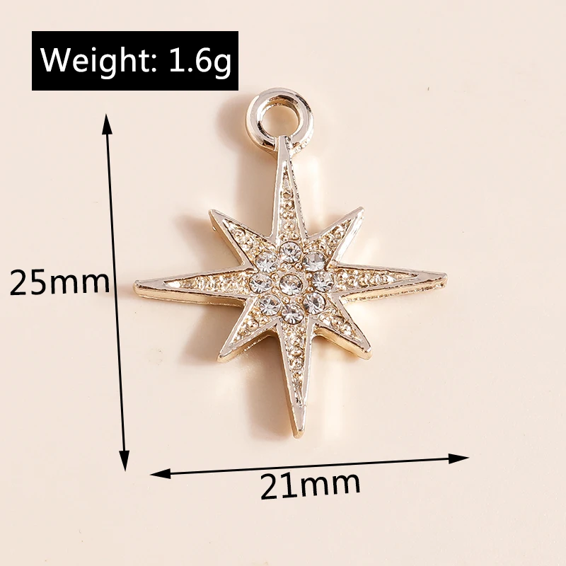 10pcs 27*20mm Shining Crystal Star Charms for Earrings Bracelet Making Accessories Pendants Necklace Keychain Diy Jewelry Making