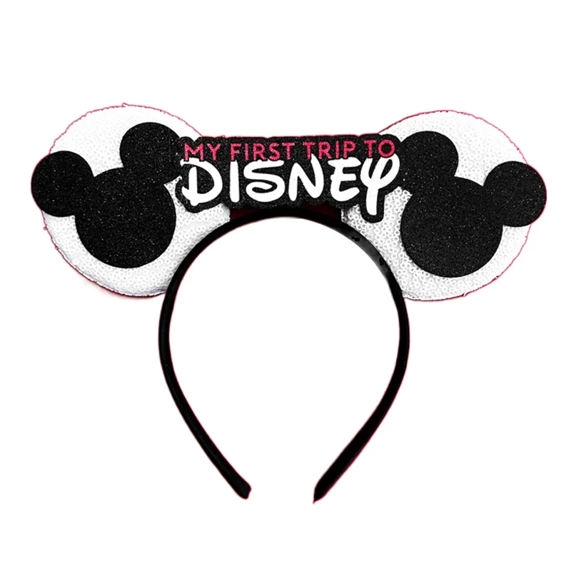 2025 New Style Mickey Minnie Ear Headband Sequin Bows Girl Adult Kids Halloween Party Cosplay Hair Accessories Princess Hairband