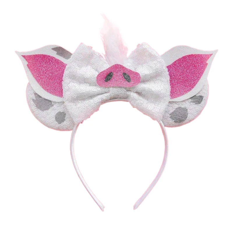 2025 New Style Mickey Minnie Ear Headband Sequin Bows Girl Adult Kids Halloween Party Cosplay Hair Accessories Princess Hairband
