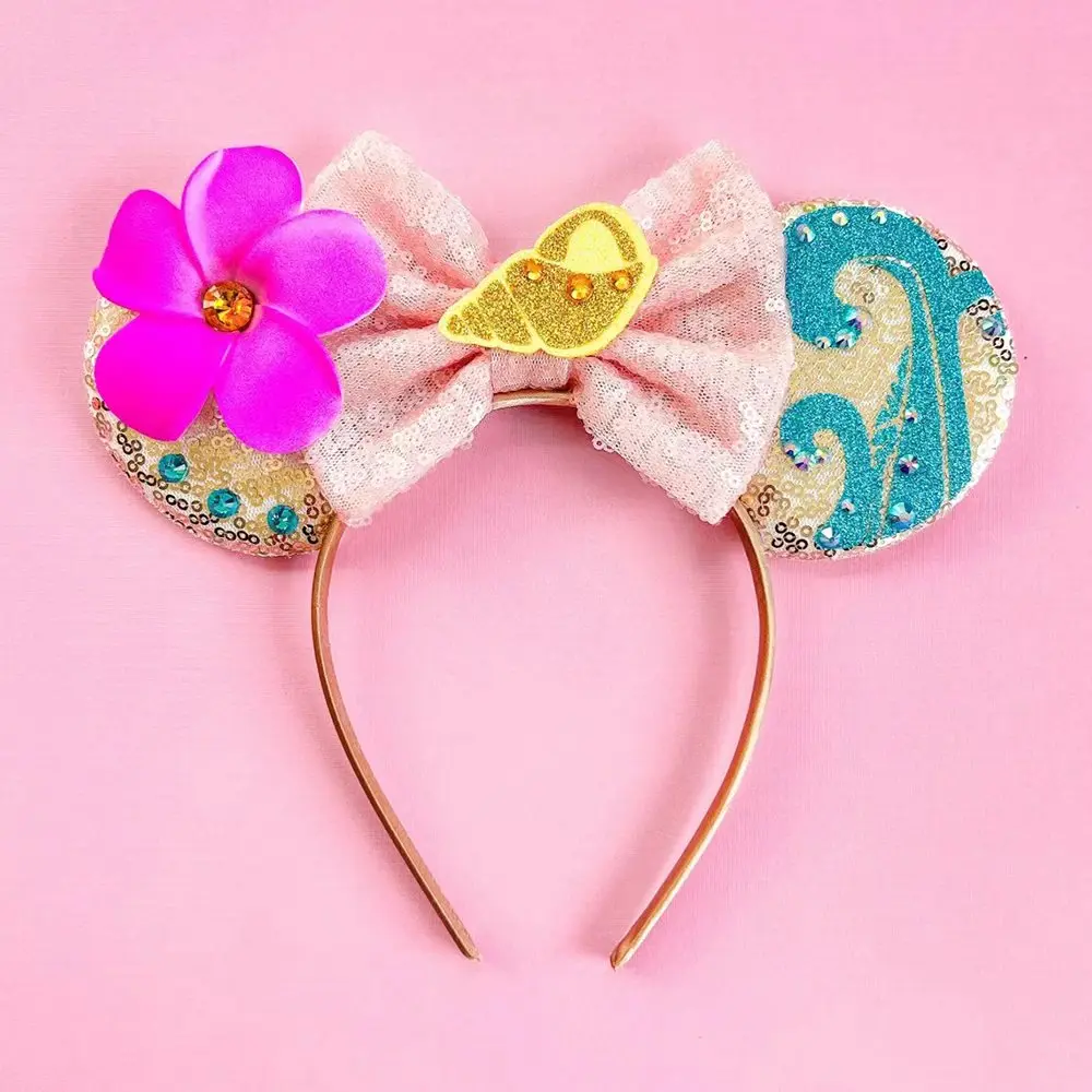 2025 New Style Mickey Minnie Ear Headband Sequin Bows Girl Adult Kids Halloween Party Cosplay Hair Accessories Princess Hairband