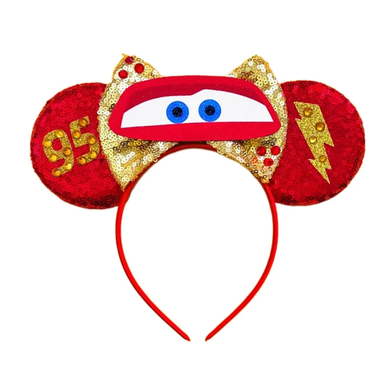 2025 New Style Mickey Minnie Ear Headband Sequin Bows Girl Adult Kids Halloween Party Cosplay Hair Accessories Princess Hairband