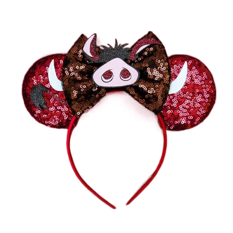 2025 New Style Mickey Minnie Ear Headband Sequin Bows Girl Adult Kids Halloween Party Cosplay Hair Accessories Princess Hairband