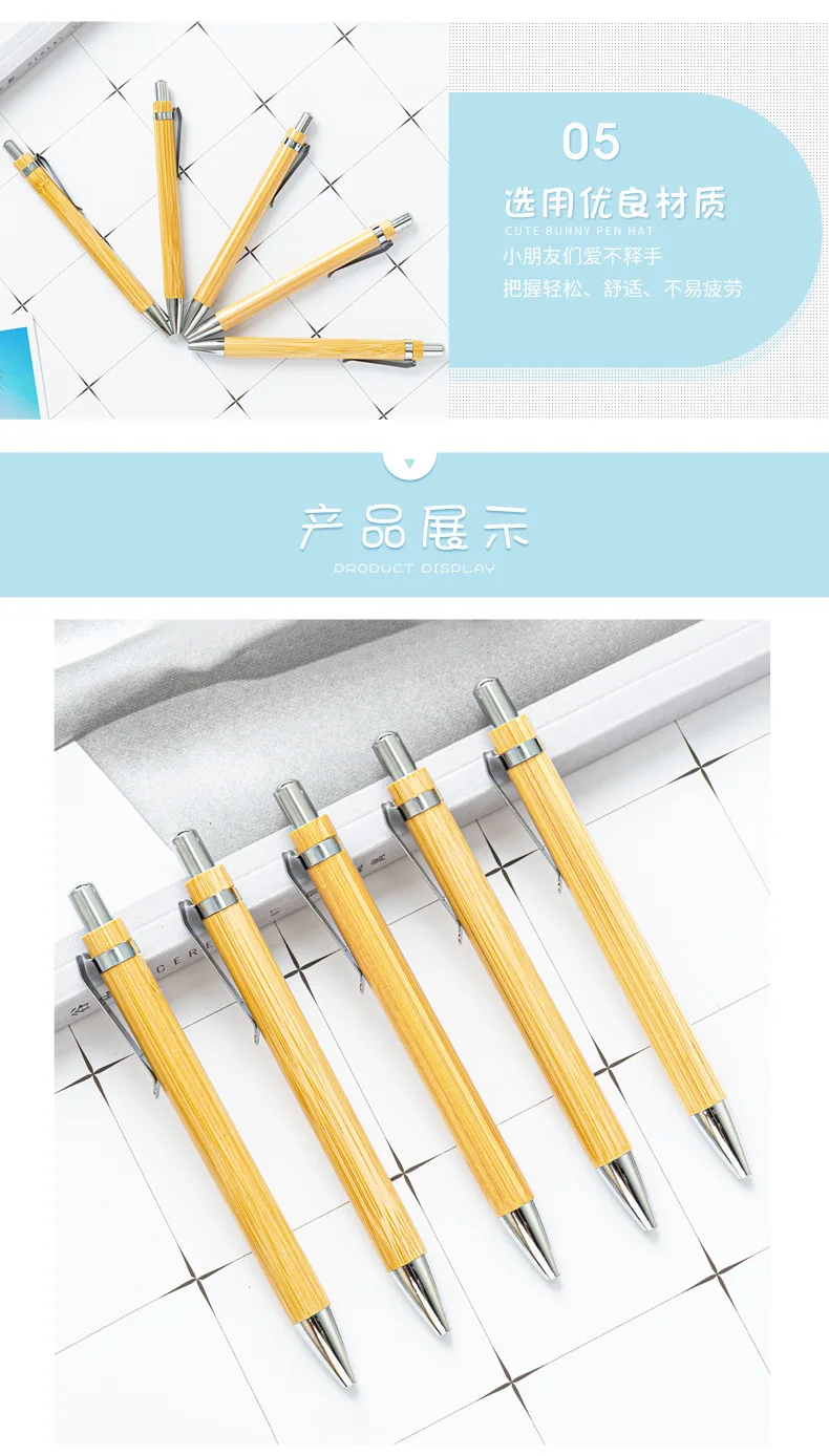 100Pcs Bamboo Wood Ballpoint Pen 1.0mm Bullet Tip Business Signature Ball Pen Office School Wrting Stationery HOT