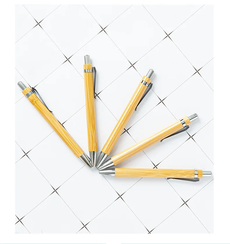 100Pcs Bamboo Wood Ballpoint Pen 1.0mm Bullet Tip Business Signature Ball Pen Office School Wrting Stationery HOT