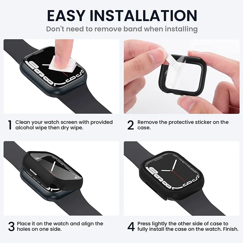 Glass+Cover for Apple Watch Case 10 9 8 7 6 SE 5 iWatch Accessory Screen Protector iWatch Series 46mm 44mm 40mm 41 45mm 38 42mm