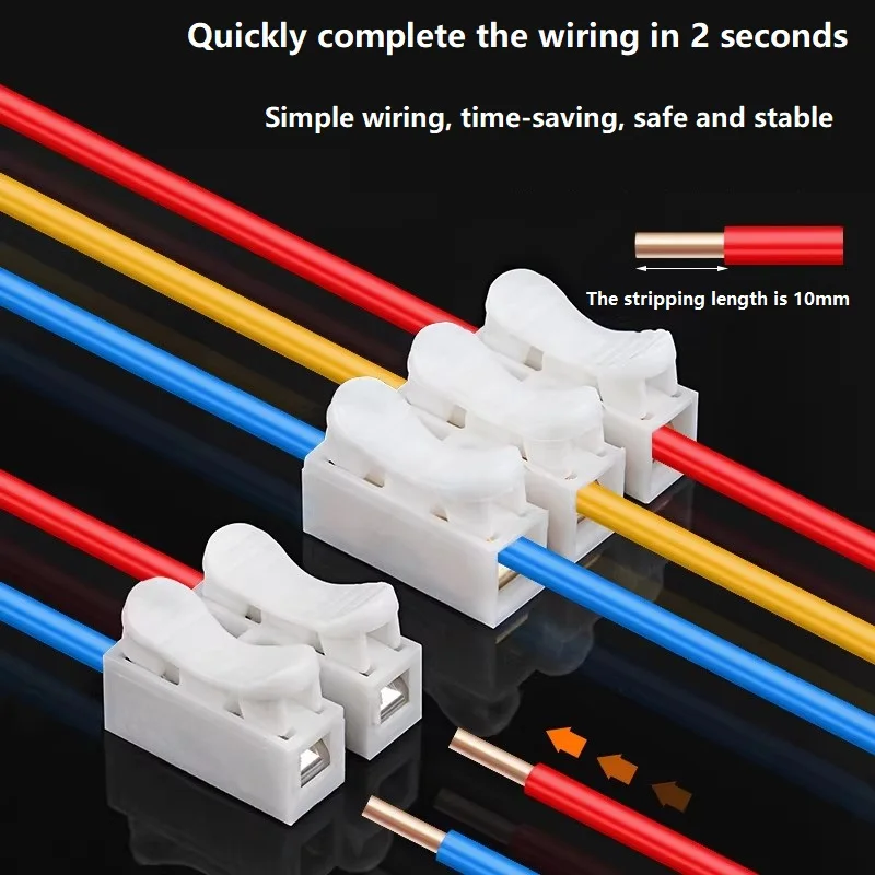 Quick Wire Connectors 1P 2P No Soldering Required Spring Clamp Cable Terminals Screwless Terminal Block for Electronics
