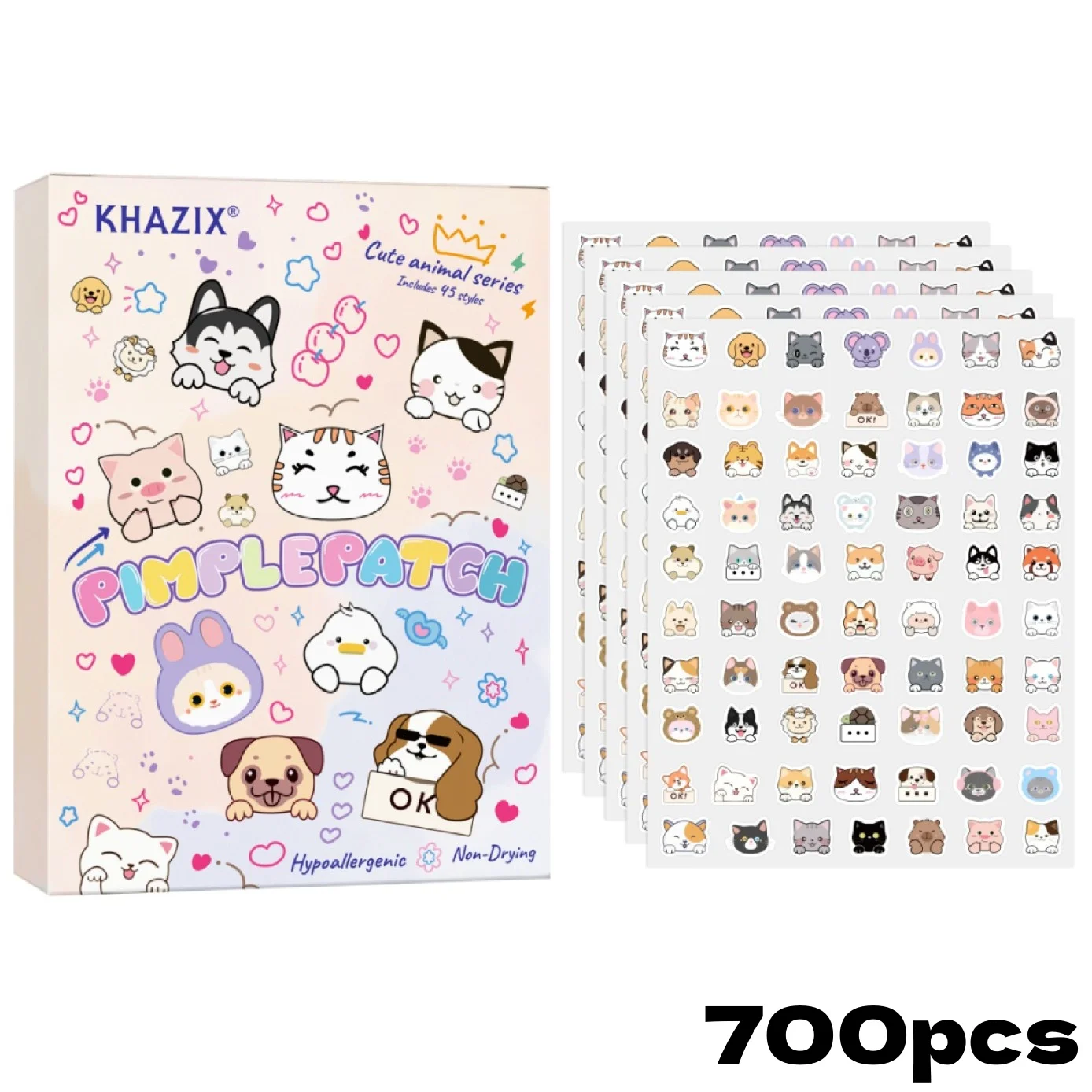 600pieces of cartoon cat acne patches, facial acne patches, concealer acne patches, and pimples patches. Ultra-thin and breathab