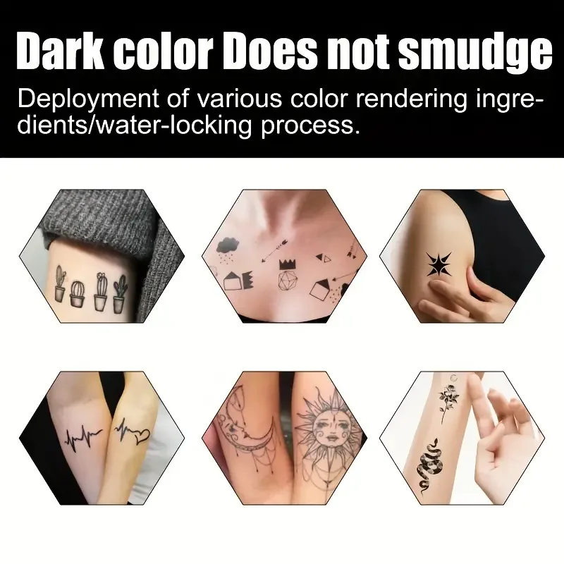 Long-Lasting Temporary Tattoo Inks with 3 Tattoo Stickers Kit, Freehand Painting Gel for Makeup Trend Party Tattoos for Face Bod