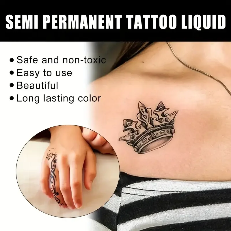 Long-Lasting Temporary Tattoo Inks with 3 Tattoo Stickers Kit, Freehand Painting Gel for Makeup Trend Party Tattoos for Face Bod