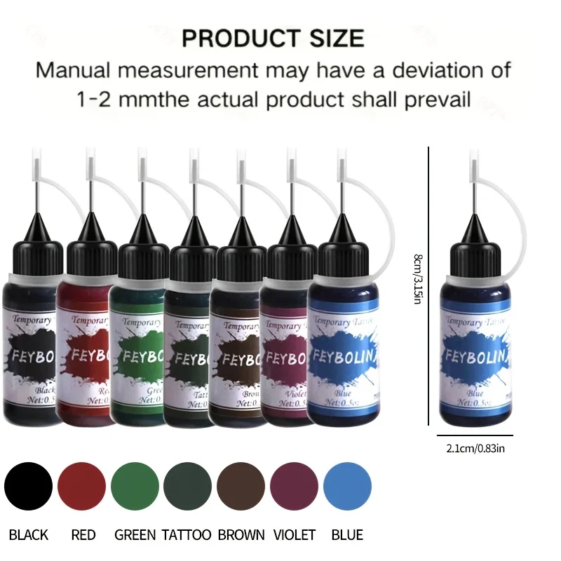 Long-Lasting Temporary Tattoo Inks with 3 Tattoo Stickers Kit, Freehand Painting Gel for Makeup Trend Party Tattoos for Face Bod