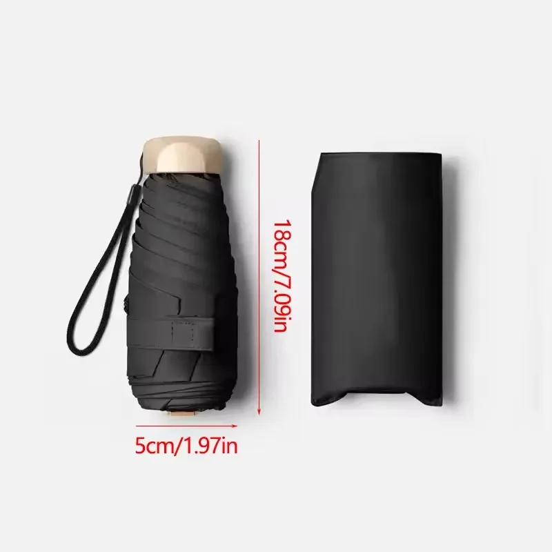 Low Price Promotion Mini Sun Umbrella Pocket Rain Umbrella Vinyl Folding UV Ultraviolet Protection Sun Shade Pocket Parasol