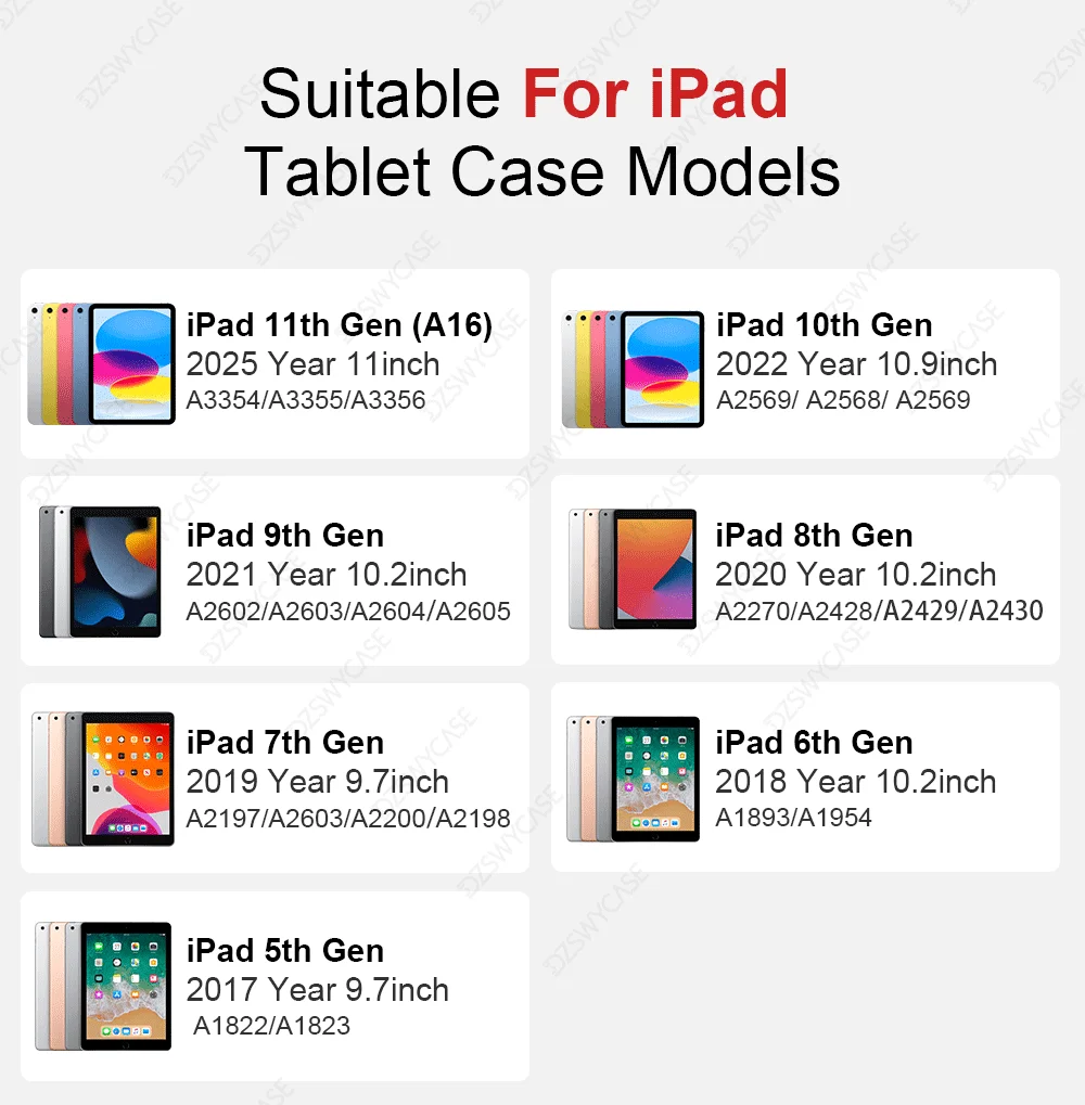Silicone Case For iPad 10th 10.9 A16 11, Air 10.9 11 M2 M3 M4, 10.2 7/8/9th 9.7 5/6th, Pro 11 M4 M5 Protective Cover