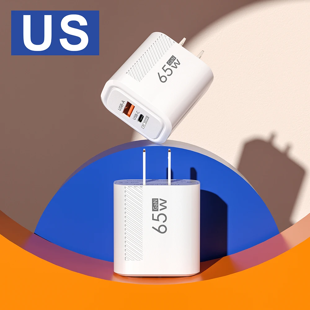Total 65W USB GaN Charger Quick Charge Mobile Phone Adapter For iPhone Samsung Xiaomi Huawei QC3.0 USB Type C Wall Quick Charger