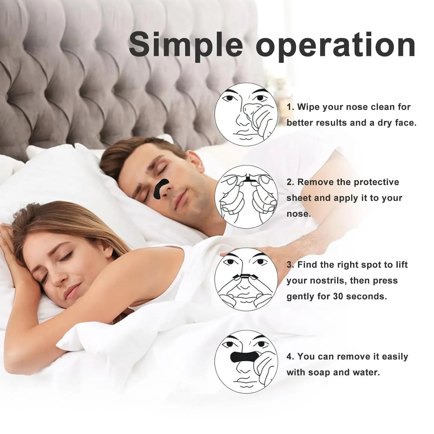 30/60/90/150 Pieces,Anti Snoring Nose Strips for Breathing Correction Physical Expansion Breathable Nasal Patch Nasal Strips