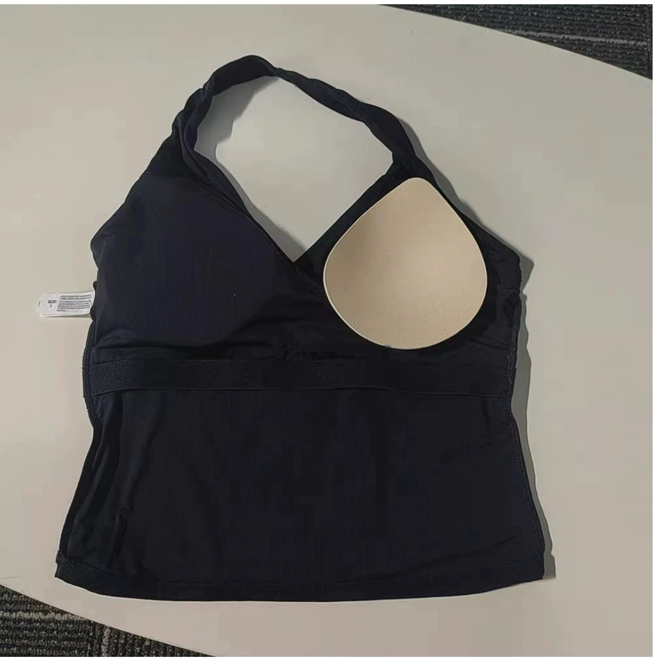 Women's Sexy V-Neck Fitness Bra Nude Sports Bra Hanging Neck Yoga Suit Vest Comfortable Breathable Gym Top for Active Wear