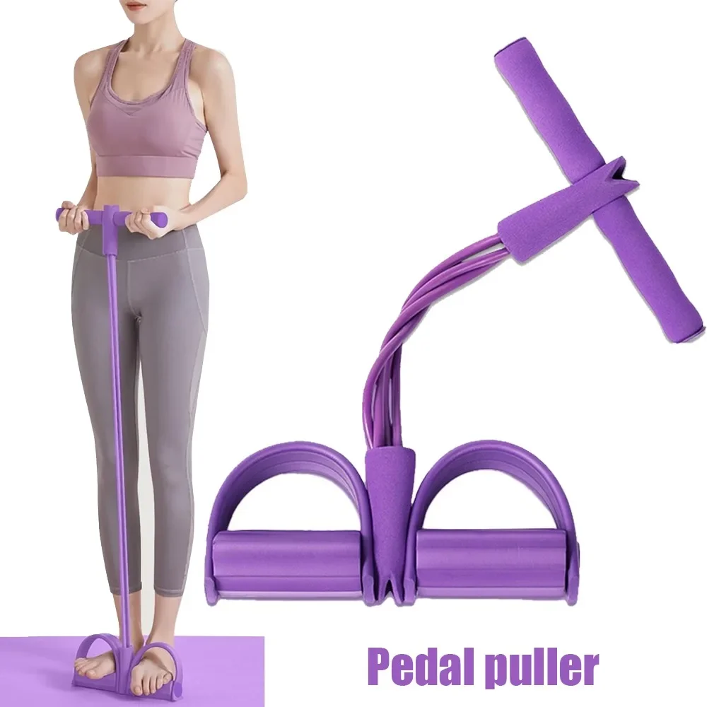 4/6 TubeElastic Yoga Pedal Puller Resistance Band Workout Pull Tension Rope for Abdomen/Waist/Leg Stretching Slimming Training