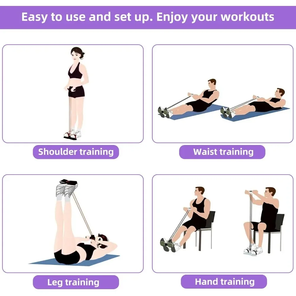 4/6 TubeElastic Yoga Pedal Puller Resistance Band Workout Pull Tension Rope for Abdomen/Waist/Leg Stretching Slimming Training