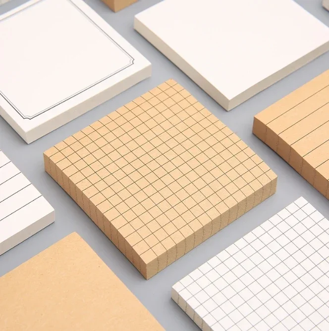 Kraft Lined Sticky Notes Self-Adhesive Stick Memo Pads Eye Protection Paper Multiple Designs Posted It Office School Supplies