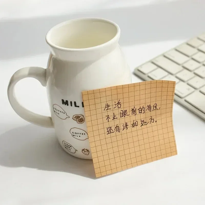 Kraft Lined Sticky Notes Self-Adhesive Stick Memo Pads Eye Protection Paper Multiple Designs Posted It Office School Supplies