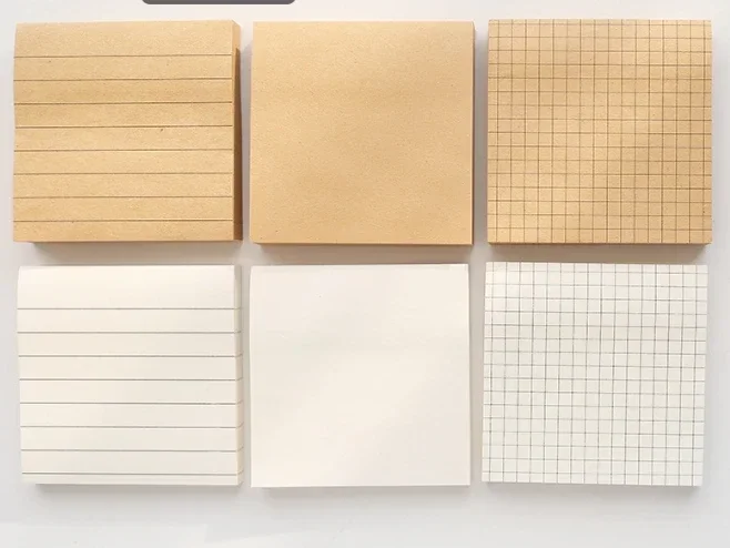 Kraft Lined Sticky Notes Self-Adhesive Stick Memo Pads Eye Protection Paper Multiple Designs Posted It Office School Supplies
