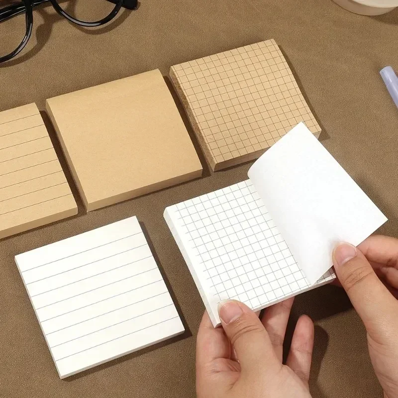 Kraft Lined Sticky Notes Self-Adhesive Stick Memo Pads Eye Protection Paper Multiple Designs Posted It Office School Supplies