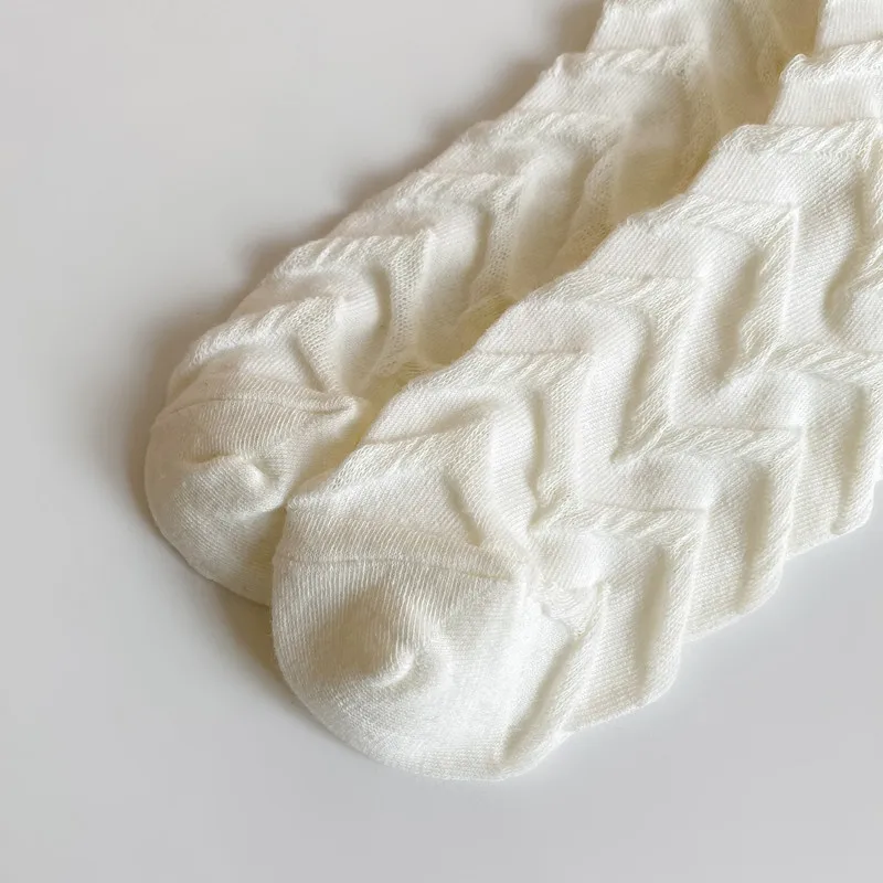 Wpmem's Summer Spring Cotton French Sweet Style JK Lace Midtube Socks Organza Fashion Wooden Ear Pile Pile Socks Pearl Stockings