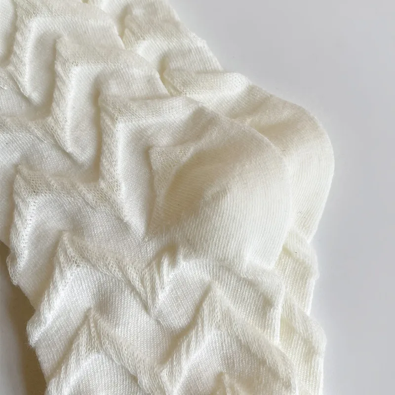 Wpmem's Summer Spring Cotton French Sweet Style JK Lace Midtube Socks Organza Fashion Wooden Ear Pile Pile Socks Pearl Stockings