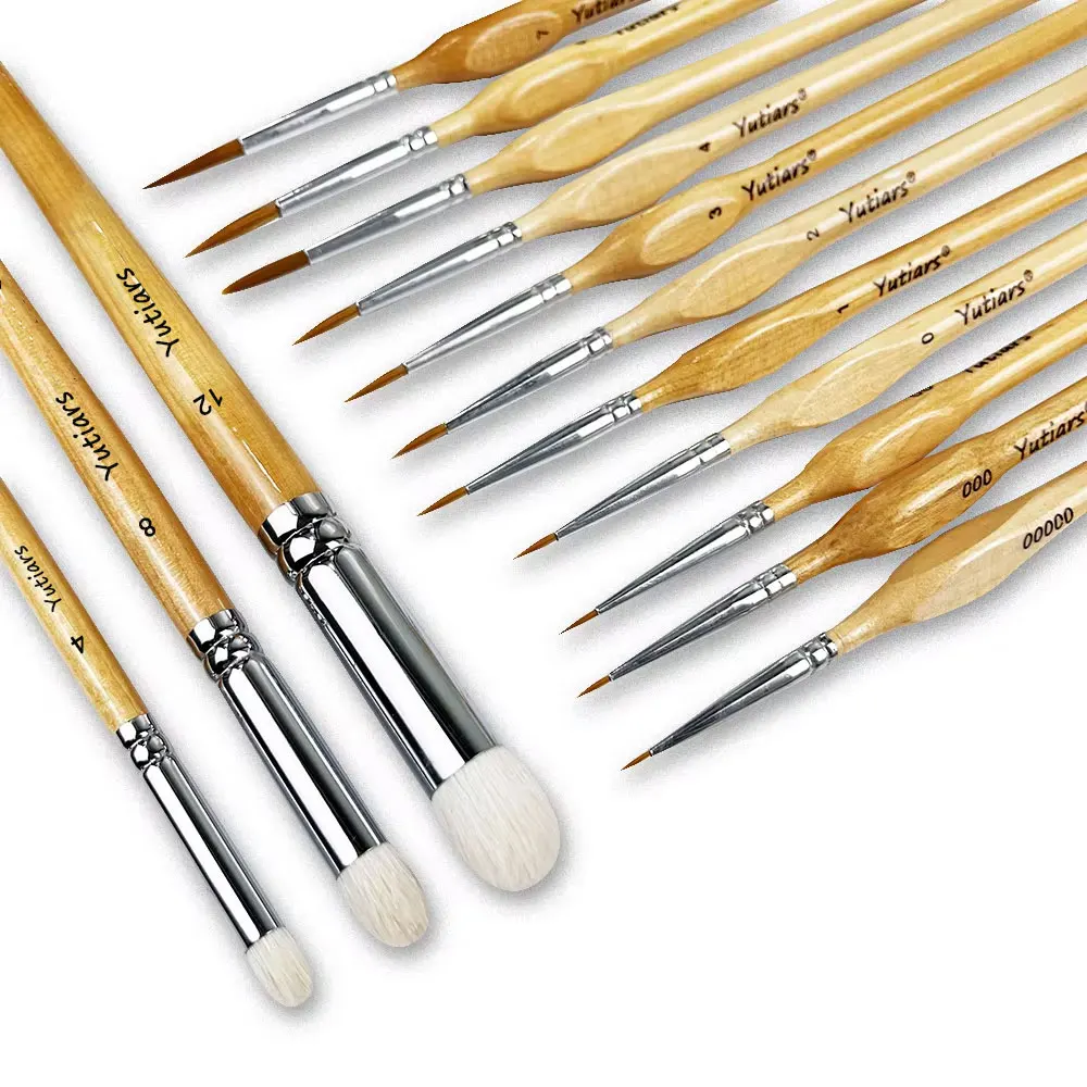 Miniature Paint Brushes Set - Premium Goat Hair Dry Brushes for Model Painting, Domed Drybrush Kit for Scale Models & Miniatures