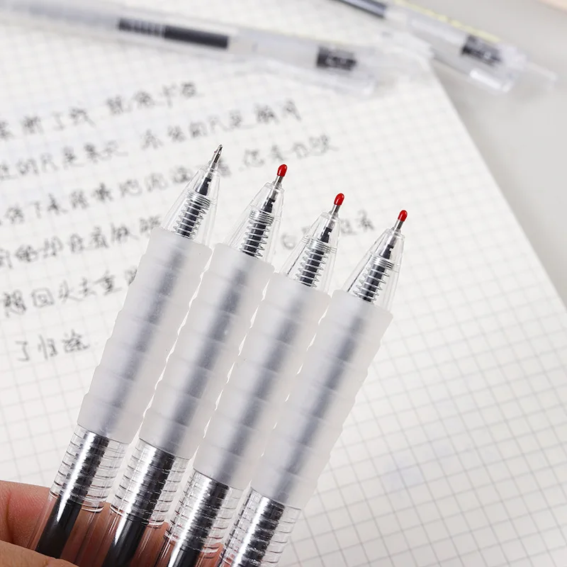 5 Pens 50 Refills Gel Ink Pen Set 0.5mm Black Ink Retractable Transparent Design Soft Grip Smooth Writing Office School Supplies