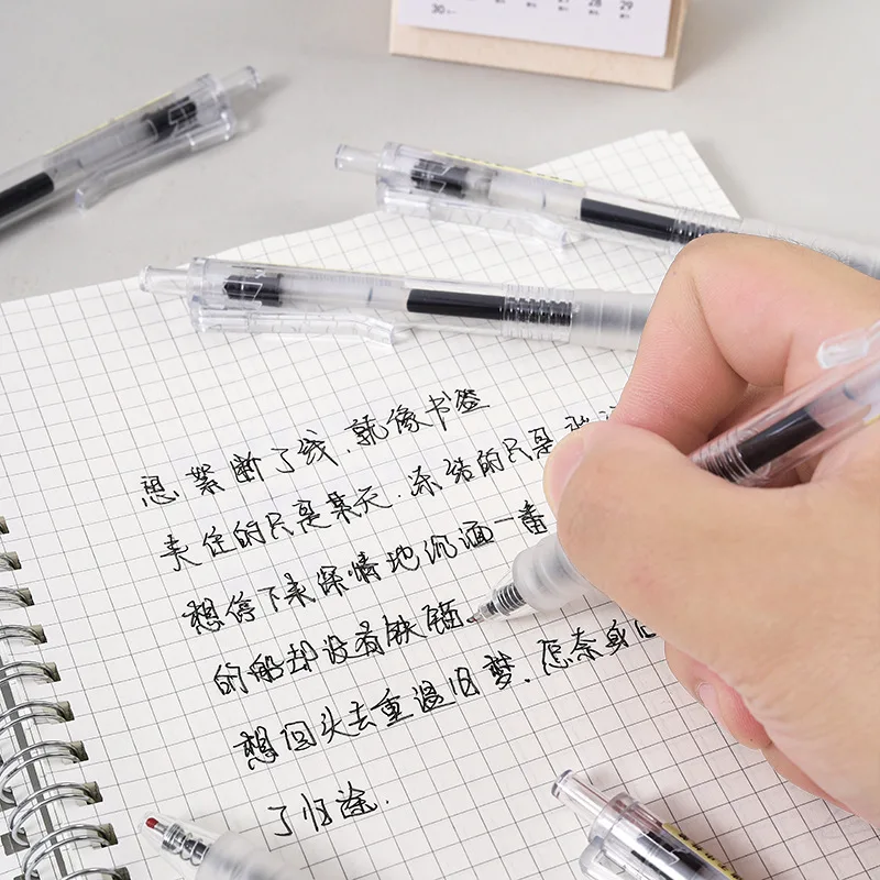 5 Pens 50 Refills Gel Ink Pen Set 0.5mm Black Ink Retractable Transparent Design Soft Grip Smooth Writing Office School Supplies