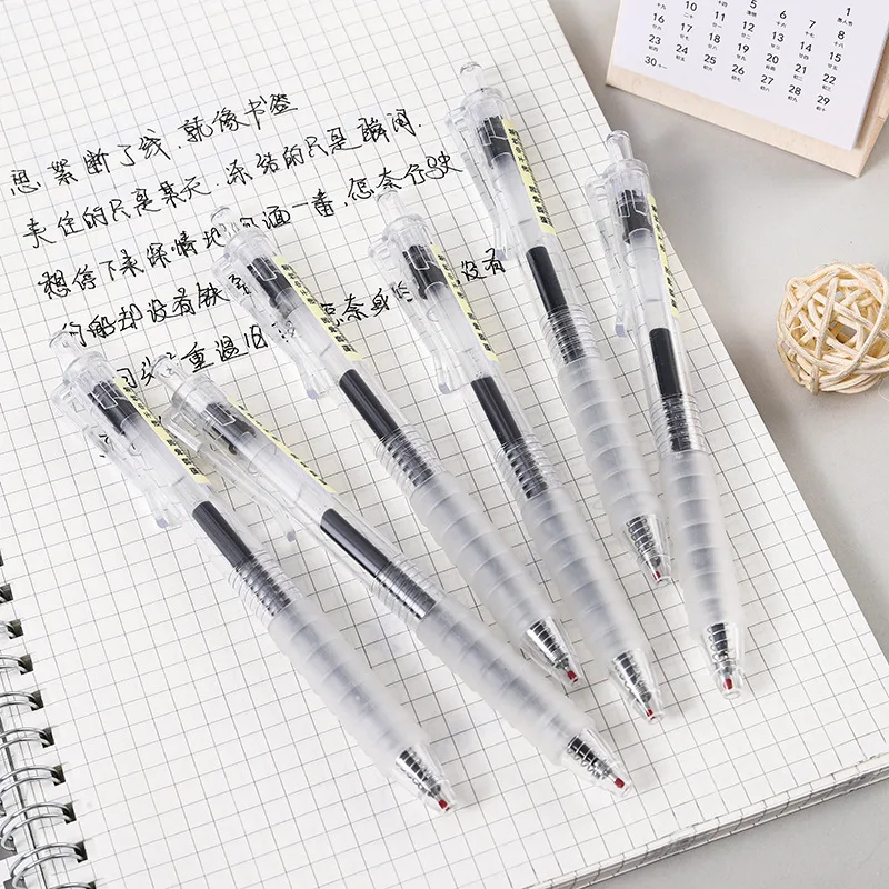 5 Pens 50 Refills Gel Ink Pen Set 0.5mm Black Ink Retractable Transparent Design Soft Grip Smooth Writing Office School Supplies
