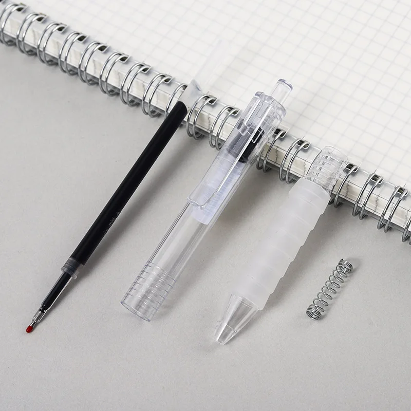 5 Pens 50 Refills Gel Ink Pen Set 0.5mm Black Ink Retractable Transparent Design Soft Grip Smooth Writing Office School Supplies
