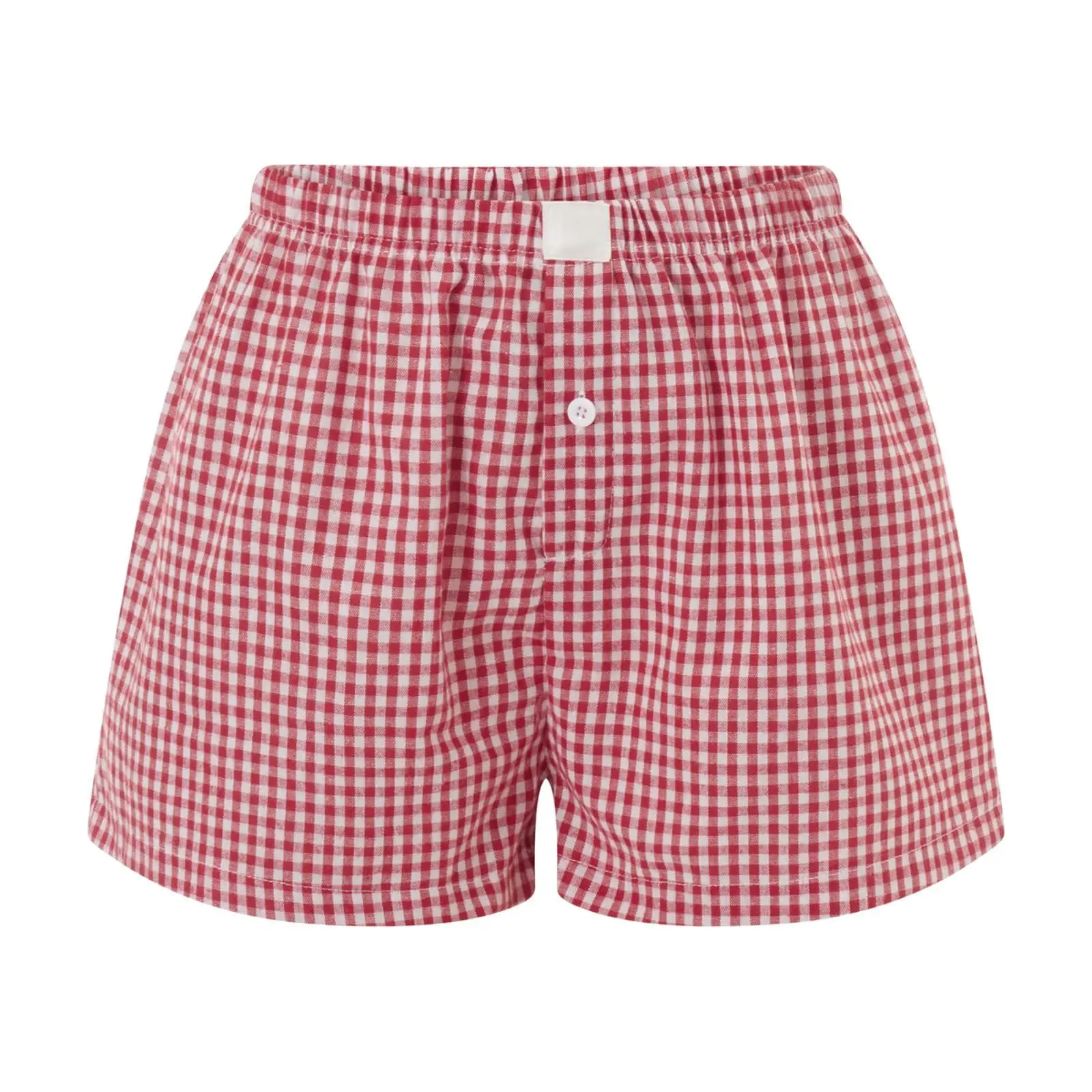 Gingham Boxer Shorts for Women Teen-girls Cute Red Gingham Check Pajamas Shorts Sleep Lounge Shorts Summer Outfit