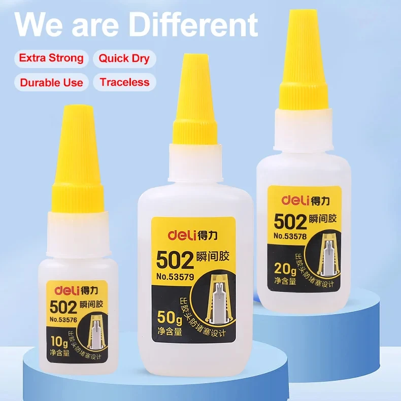 Deli 502 Super Glue Professional Strong Fast Instant Adhesive Cyanoacrylate Hardware Metal Cars Wood Craft Hobby Seconds Bond