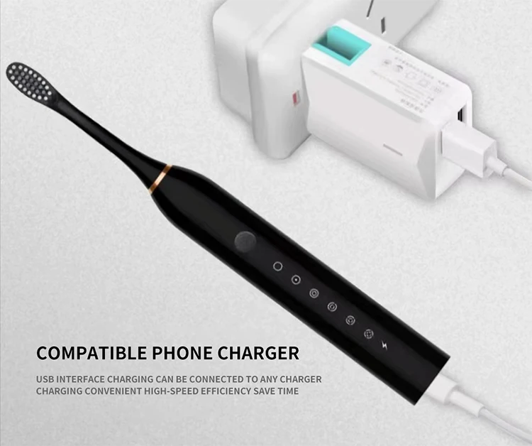 Electric Ultrasonic Toothbrush Six Speed Mode Home Soft Hair USB Charging Waterproof Adult Tooth Cleaner Automatic Couple Set-
